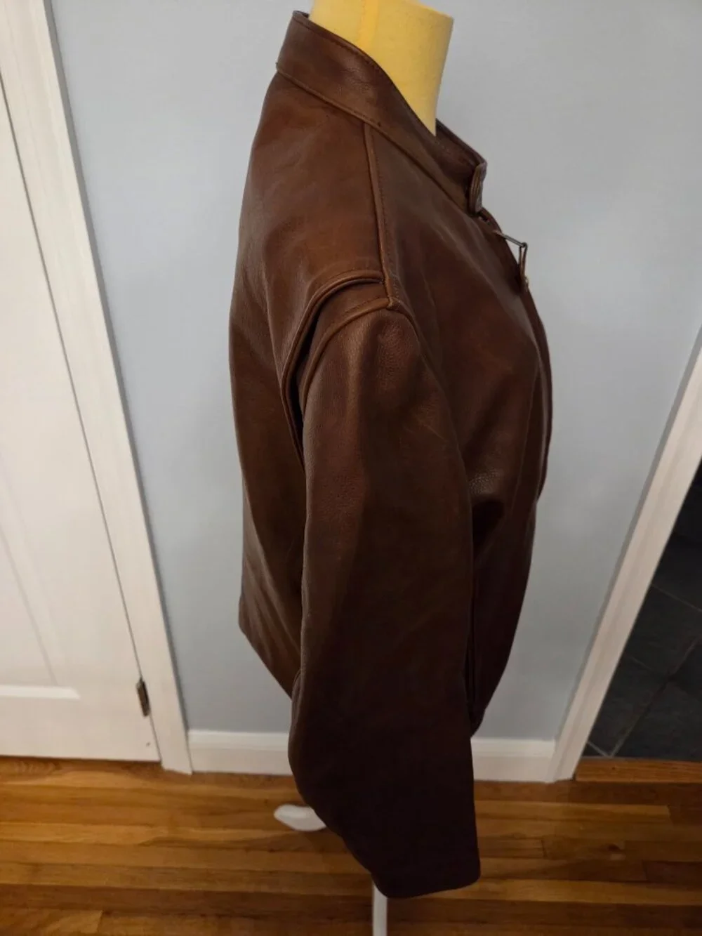 Schott NYC Waxed Natural Pebbled Cowhide Cafe Racer Jacket